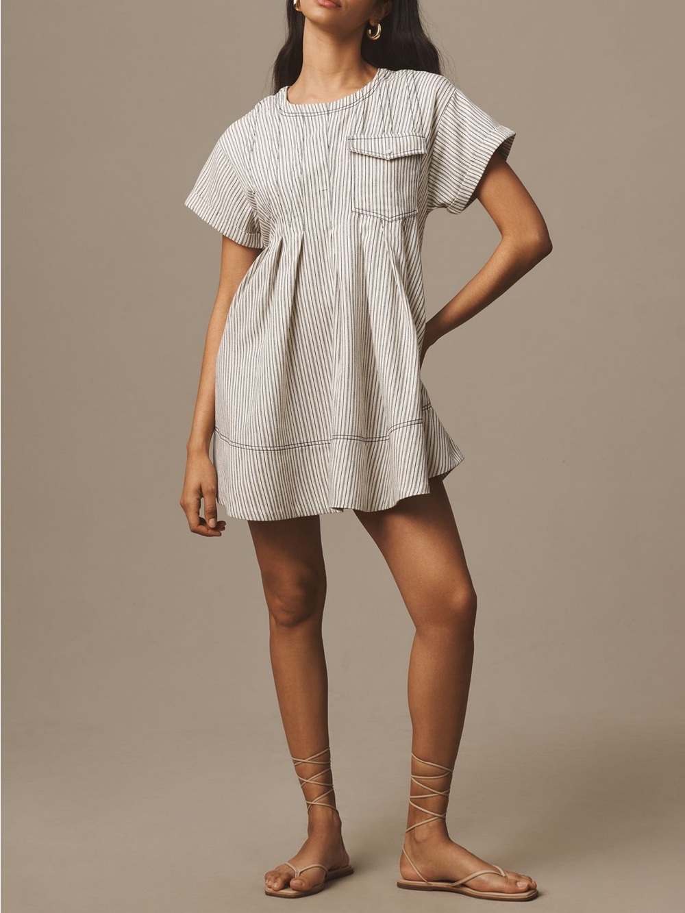 Pilcro Anthropologie Short-Sleeve Denim Mini Swing Dress - 
Size XS